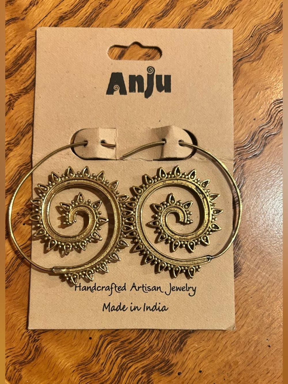Gold Spiral Sunburst Hoop Earrings - Handcrafted Women’s Jewelry
